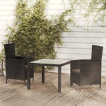 Set Mobili da Giardino 3 pz con Cuscini in Polyrattan Nero