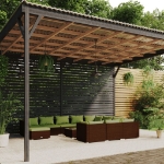 Set Divani da Giardino 12 pz con Cuscini in Polyrattan Marrone