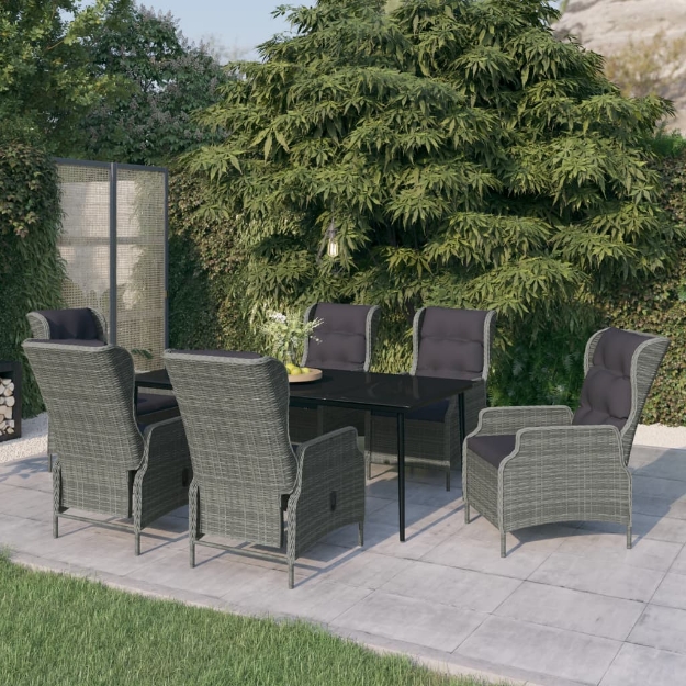 Set Mobili da Pranzo per Giardino 7 pz Grigio Chiaro