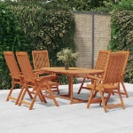 Set da Pranzo per Giardino 7 pz in Legno Massello di Eucalipto