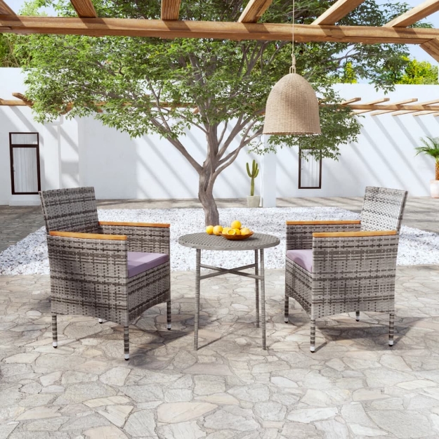 Set Mobili da Pranzo per Giardino 3 pz in Polyrattan Grigio