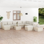 Set Divani da Giardino su Pallet 12 pz con Cuscini Legno Abete