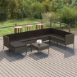 Set Divani da Giardino 9 pz con Cuscini in Polyrattan Grigio
