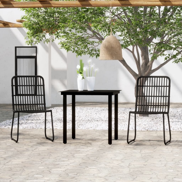 Set Mobili da Pranzo per Giardino 3 pz Nero