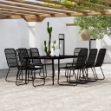 Set da Pranzo per Giardino 9 pz con Cuscini Nero