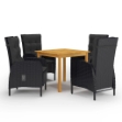 Set Mobili da Pranzo per Giardino 5 pz Nero