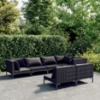Set Divani da Giardino 7 pz con Cuscini Polyrattan Grigio Scuro