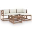 Set Divani da Giardino 5 pz con Cuscini Crema