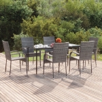 Set da Pranzo da Giardino 7 pz Grigio in Polyrattan