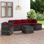 Set Divani da Giardino su Pallet 7 pz con Cuscini Massello Pino