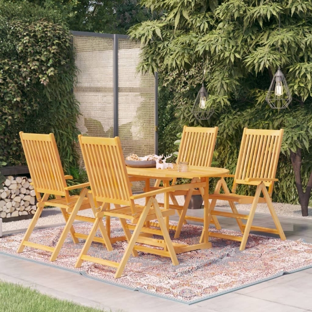 Set da Pranzo da Giardino 5 pz in Legno Massello di Teak