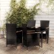 Set Mobili da Giardino 5 pz con Cuscini in Polyrattan Nero