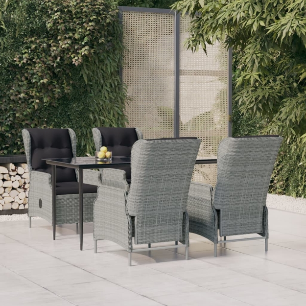 Set da Pranzo da Giardino 5 pz Grigio Chiaro in Polyrattan