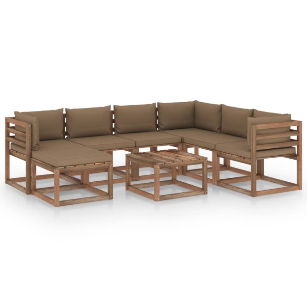 Set Divani da Giardino 8 pz con Cuscini Grigio Talpa