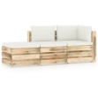 Set Divani da Giardino con Cuscini 3 pz Legno Impregnato Verde