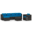 Set Divani da Giardino con Cuscini 7 pz Legno Impregnato Grigio