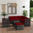 Set Divani da Giardino su Pallet 8 pz con Cuscini Massello Pino