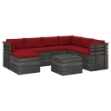 Set Divani da Giardino su Pallet 8 pz con Cuscini Massello Pino