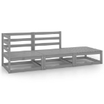 Set Divani da Giardino 3 pz Grigio in Legno Massello di Pino