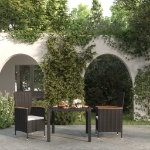 Set Mobili da Giardino 3 pz con Cuscini in Polyrattan Nero