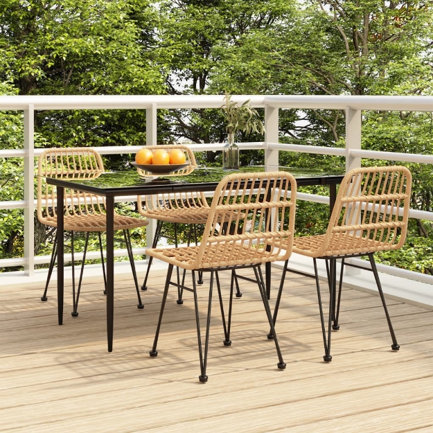 Set da Pranzo da Giardino 5 pz in Polyrattan