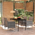 Set da Pranzo da Giardino 5 pz con Cuscini Grigio e Nero