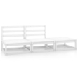 Set Divani da Giardino 3 pz Bianchi in Legno Massello di Pino