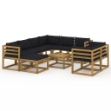 Set Divani da Giardino 10 pz con Cuscini Neri
