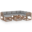Set Divani da Giardino 8 pz con Cuscini Grigio