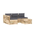 Set Divani da Giardino con Cuscini 5 pz Legno Impregnato Verde