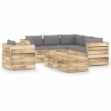 Set Divani da Giardino con Cuscini 8 pz Legno Impregnato Verde