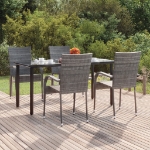 Set da Pranzo da Giardino 5 pz Grigio in Polyrattan