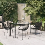 Set da Pranzo da Giardino 7 pz Nero in Rattan PVC