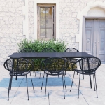 Set da Pranzo da Giardino 7 pz in Rattan PVC Nero