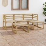 Set Divani da Giardino 5 pz in Legno di Pino Impregnato Verde