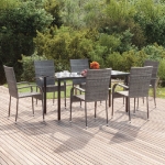 Set da Pranzo da Giardino 7 pz Grigio in Polyrattan