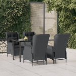 Set da Pranzo da Giardino 5 pz Grigio Scuro in Polyrattan