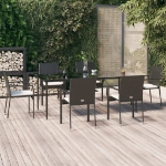 Set da Pranzo da Giardino 7 pz Nero con Cuscini in Polyrattan