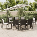 Set da Pranzo da Giardino 9 pz con Cuscini Nero in Polyrattan