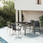 Set da Pranzo da Giardino 5 pz con Cuscini in Polyrattan Grigio