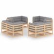 Set Divani da Giardino 8 pz con Cuscini Legno Massello Pino