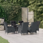 Set da Pranzo da Giardino 7 pz Grigio Scuro in Polyrattan