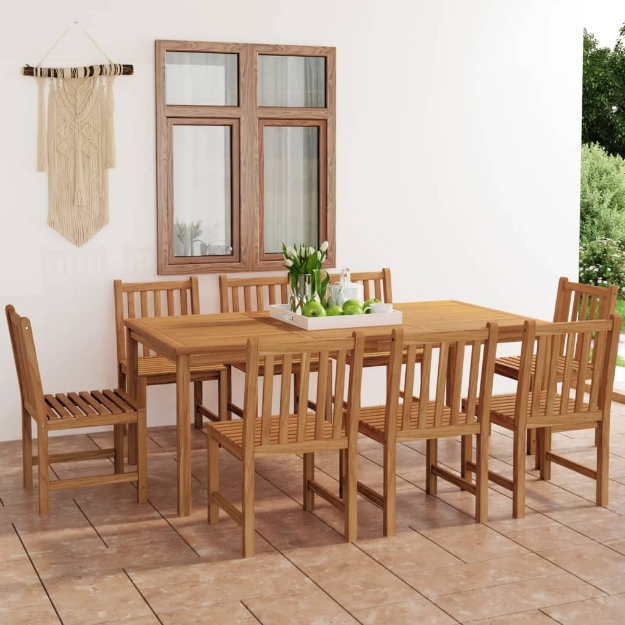 Set da Pranzo per Esterni 9 pz in Legno Massello di Teak