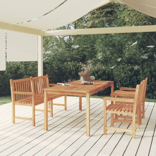 Set da Pranzo per Giardino 4 pz in Legno Massello di Teak