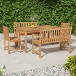 Set da Pranzo per Giardino 5 pz in Legno Massello di Teak