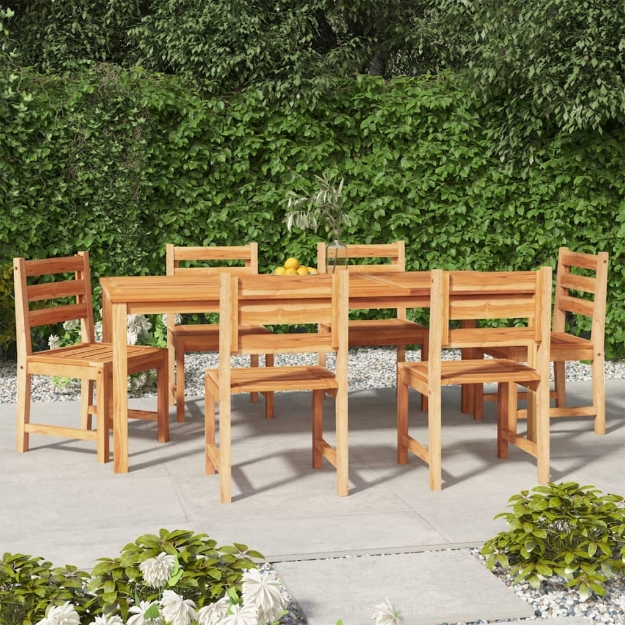 Set da Pranzo da Giardino 7 pz in Legno Massello di Teak