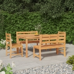 Set da Pranzo per Giardino 5 pz in Legno Massello di Teak