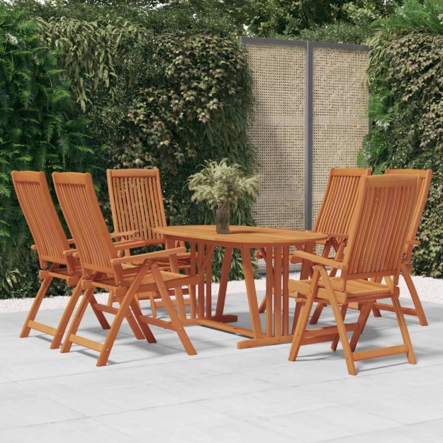 Set da Pranzo per Giardino 7 pz in Legno Massello di Eucalipto