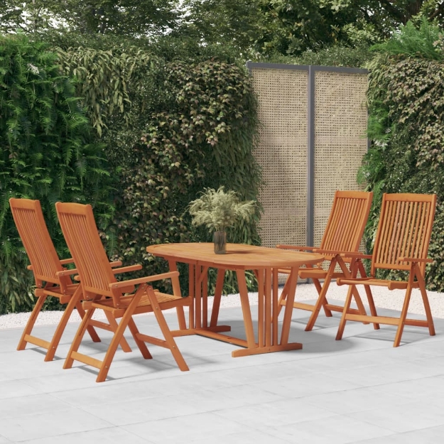 Set da Pranzo per Giardino 5 pz in Legno Massello di Eucalipto