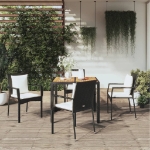 Set da Pranzo da Giardino 5 pz Nero con Cuscini in Polyrattan